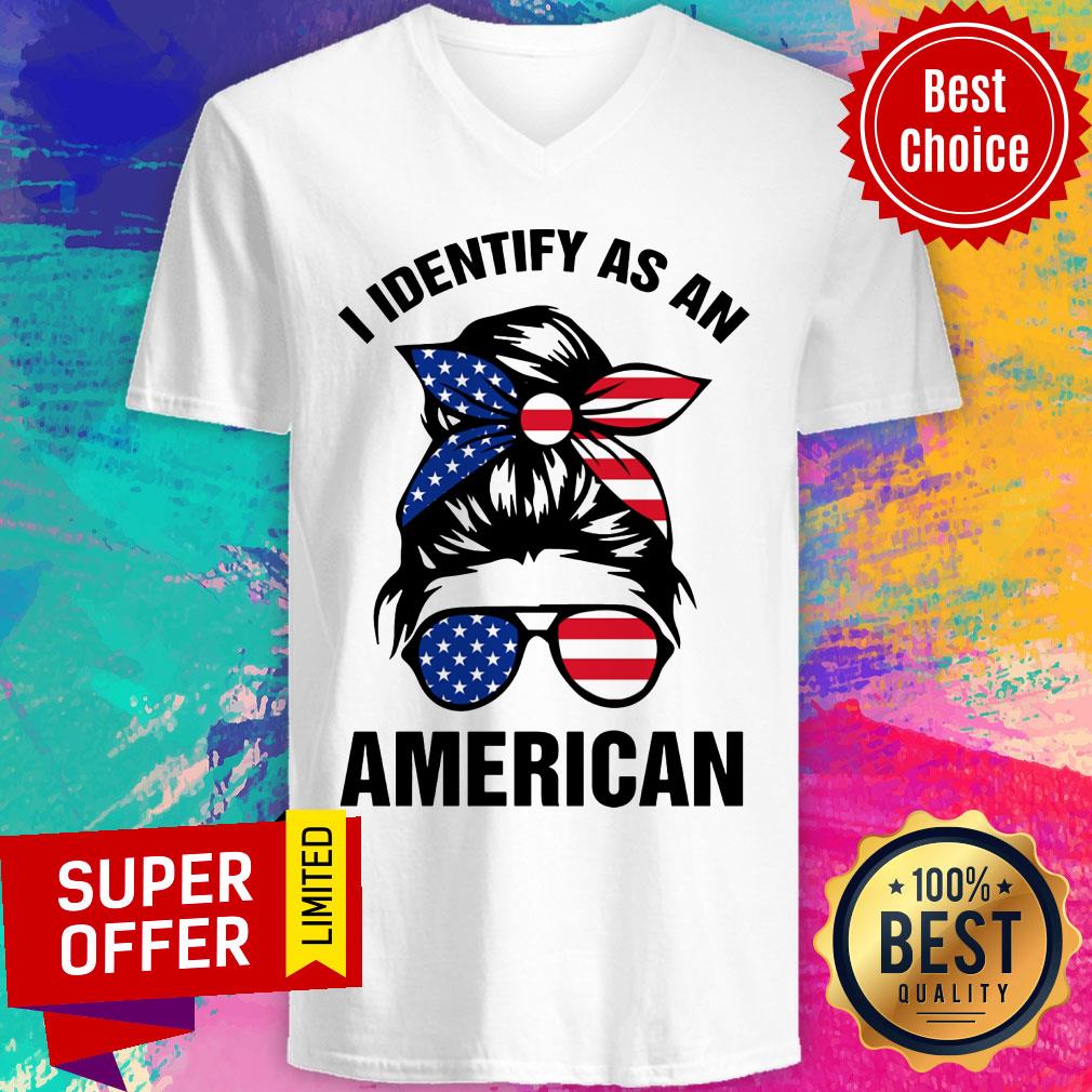 Messy Bun Girl I Identify As An American Flag Shirt - Image 2