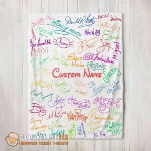 Official Perfect Playful Hand Writing Typography Vibrant Name Blanket Fleece Customized Blanket