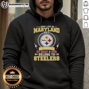 Alternative view of Awesome Pittsburgh Steelers NFL I May Live In Maryland On Sundays My Heart And Soul Belong To Steelers T-Shirt