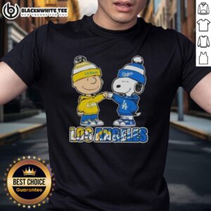 Cute Charlie Brown Fist Bump Snoopy Los Angeles Sports Rams X Dodgers T-Shirt