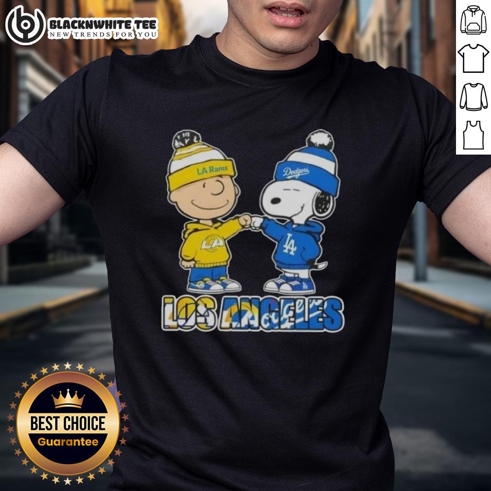 Cute Charlie Brown Fist Bump Snoopy Los Angeles Sports Rams X Dodgers T-Shirt