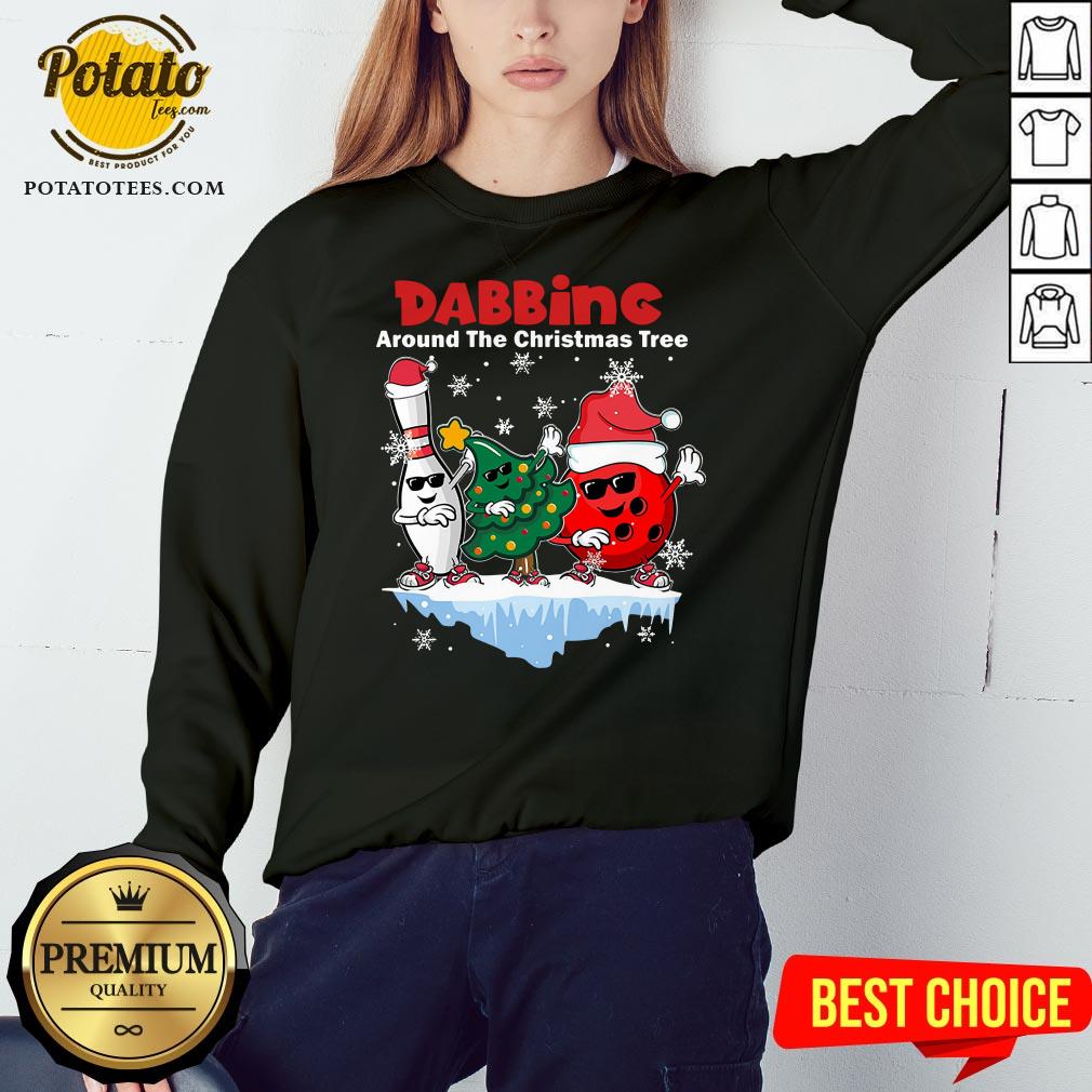 Top Bowling Dabbing Around The Christmas Tree Shirt - Image 4