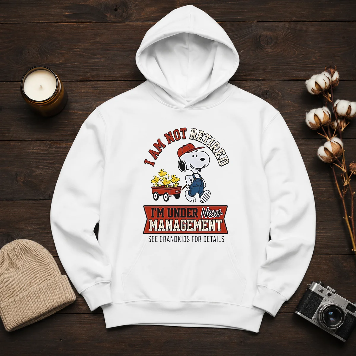Good Snoopy I Am Not Retired I'M Under New Management See Grandkids For Details Shirt - Image 6