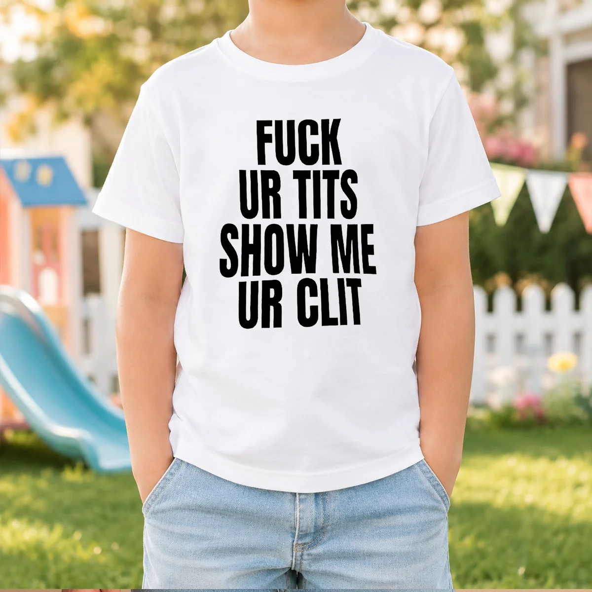 Nice Fck Ur Tits Show Me Ur Clit Humor Text Shirt - Image 7