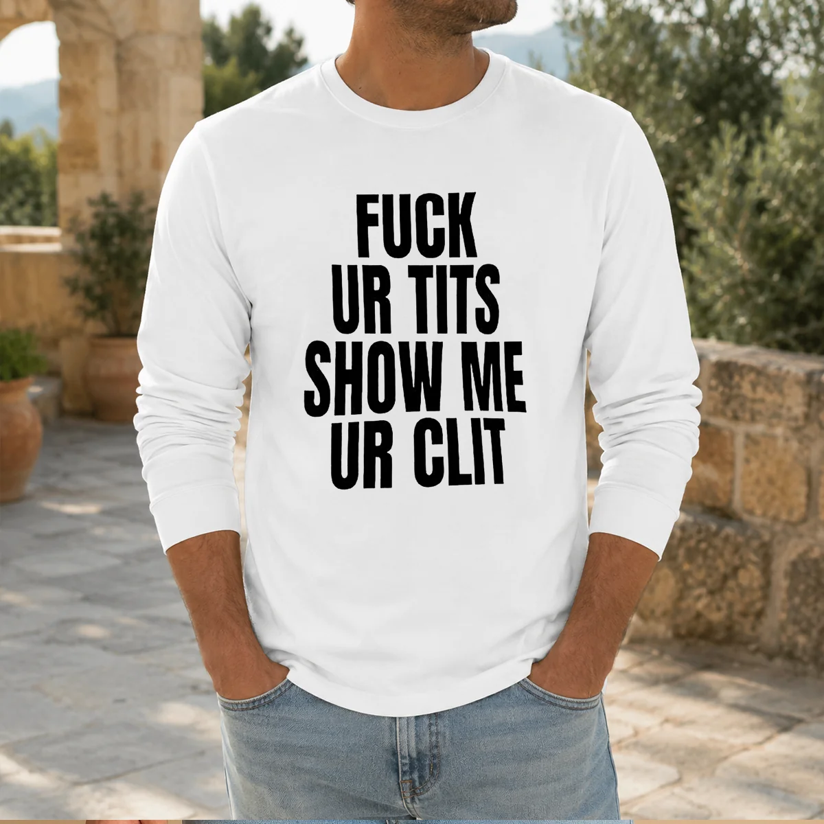Nice Fck Ur Tits Show Me Ur Clit Humor Text Shirt - Image 6