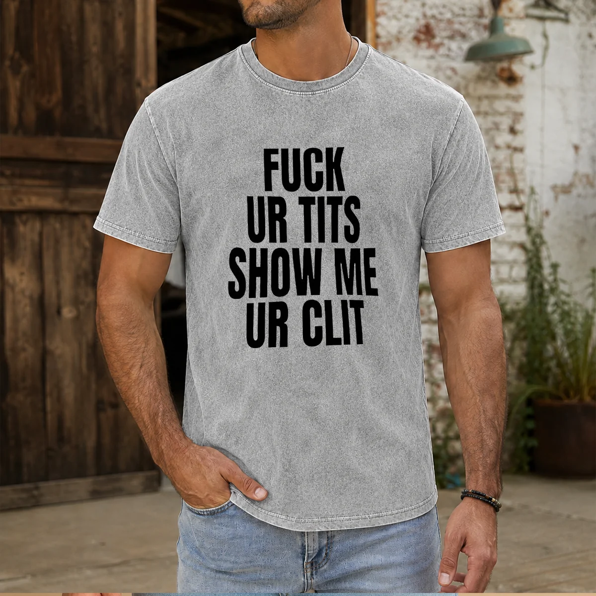 Nice Fck Ur Tits Show Me Ur Clit Humor Text Shirt - Image 8