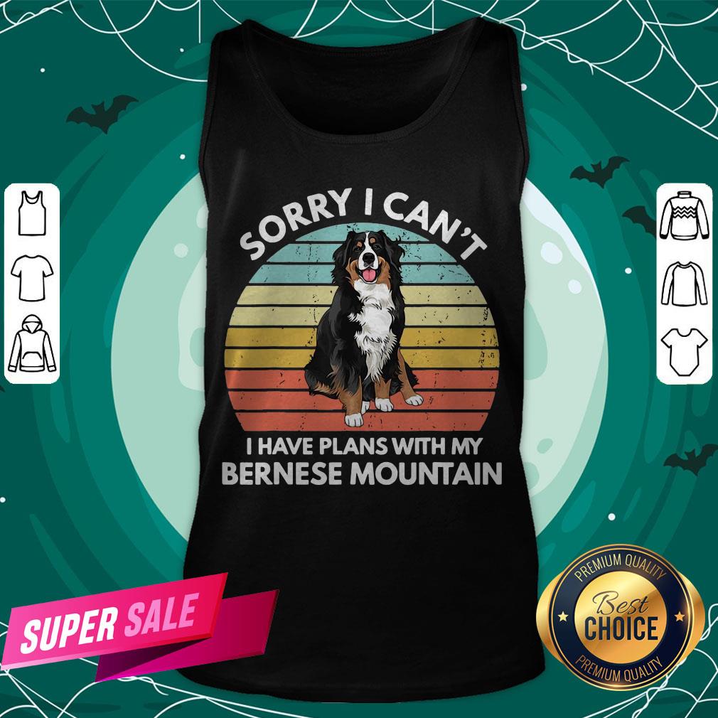 Sorry I Can’t I Have Plans With My Bernese Mountain Vintage Retro Shirt - Image 3