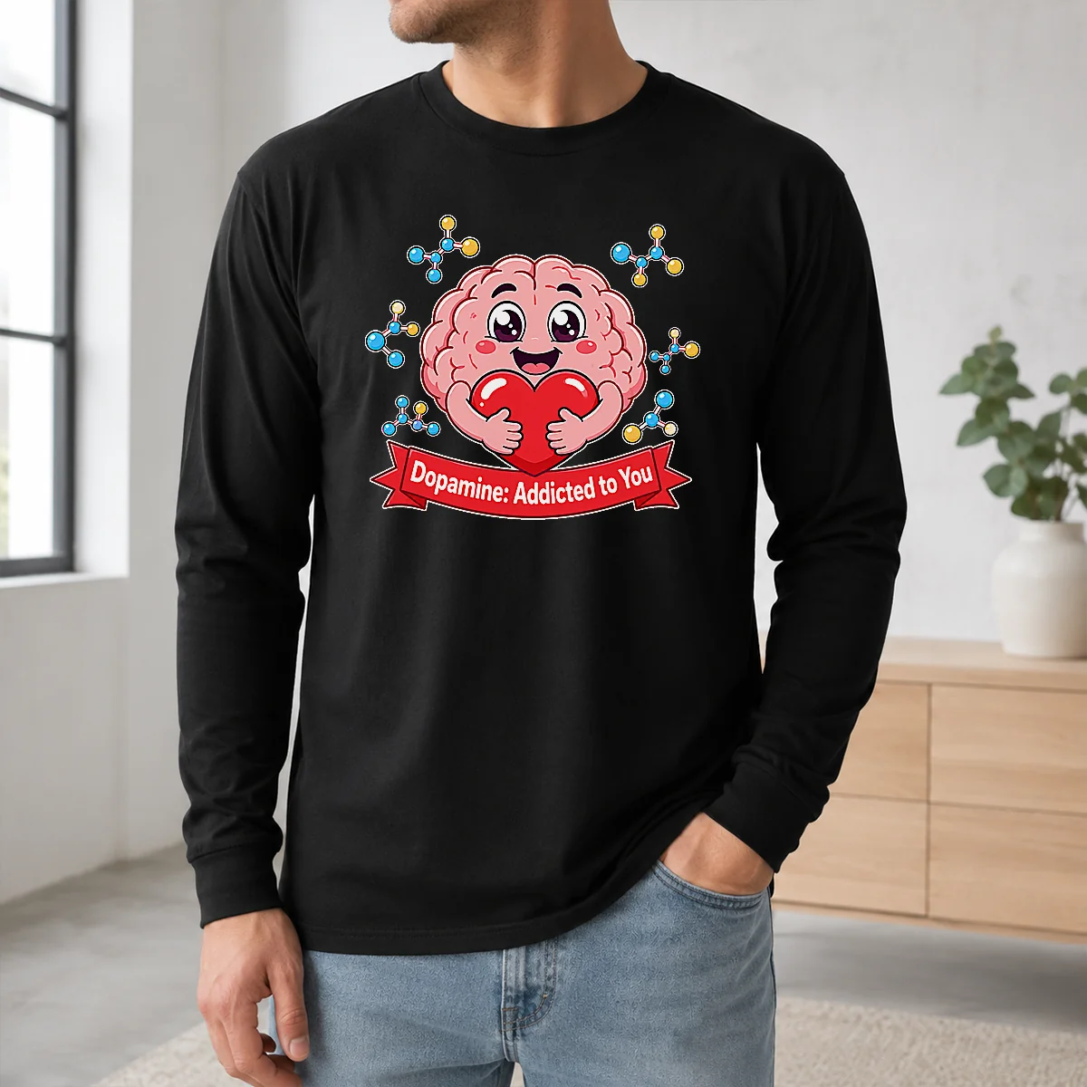 Official Dopamine Addicted To You Cute Brain Vector Shirt - Image 5