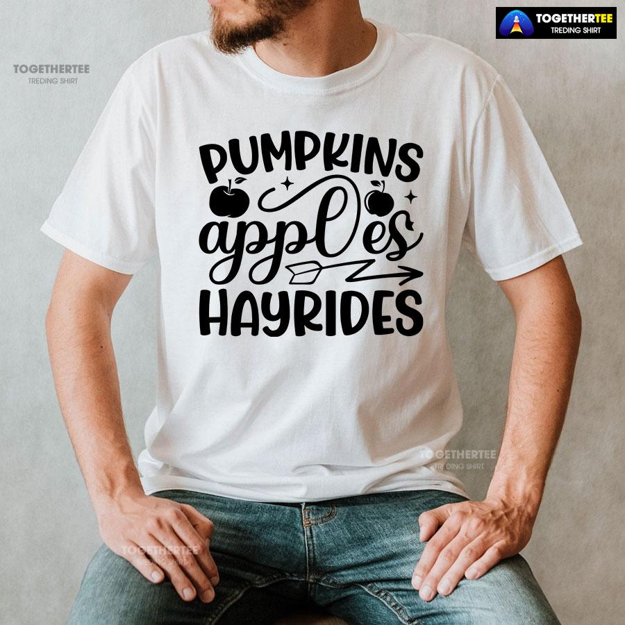 Pumpkins Apples Hayrides T-Shirt - Image 2