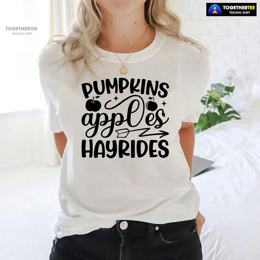 Pumpkins Apples Hayrides T-Shirt - Image 3