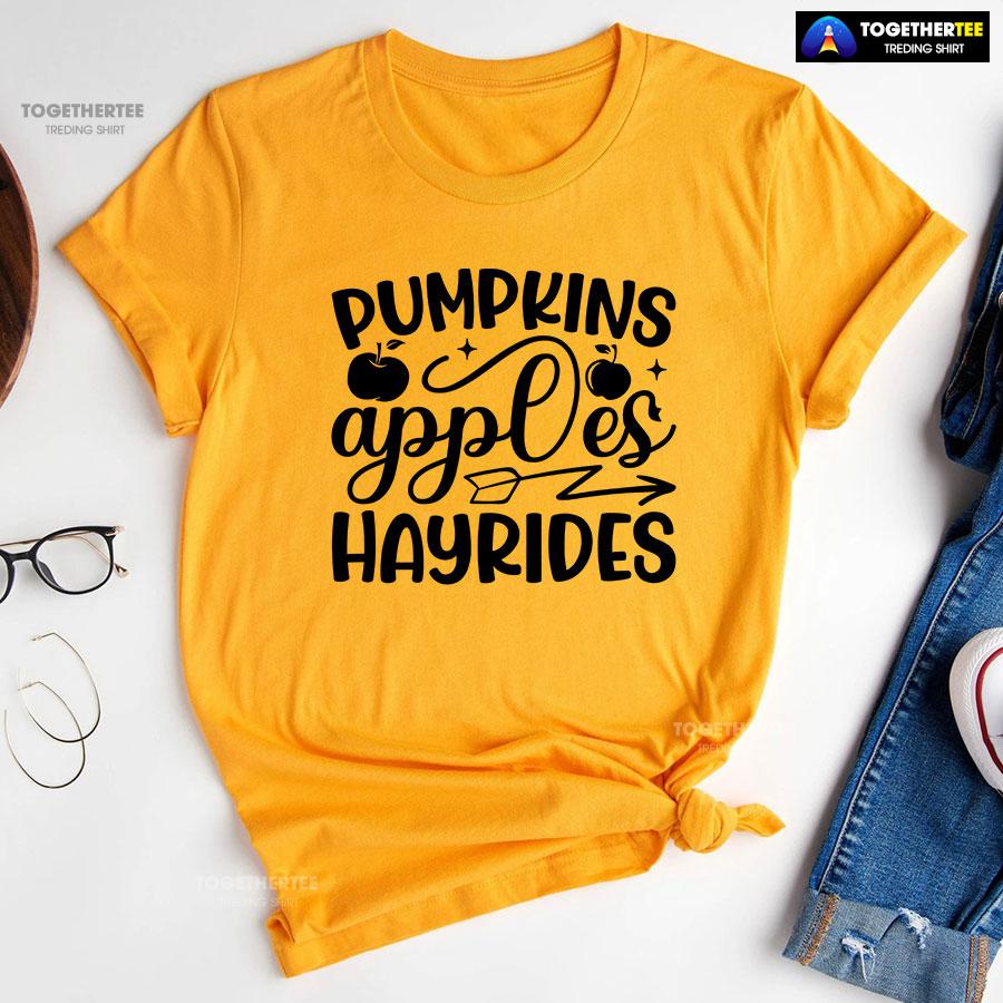 Pumpkins Apples Hayrides T-Shirt - Image 10