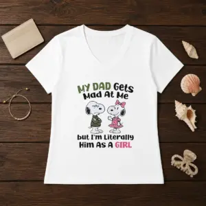 Alternative view of Good Snoopy My Dad Gets Mad At Me But I'M Literally Him As A Girl Shirt