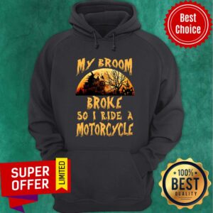 Alternative view of My Broom Broke So I Ride A Motorcycle Halloween Shirt