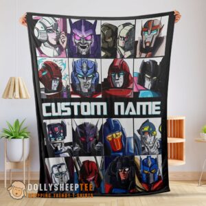 Happy Cute Cartoon Transformers Characters Blanket Fleece Customized Blanket