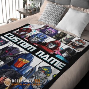 Alternative view of Happy Cute Cartoon Transformers Characters Blanket Fleece Customized Blanket