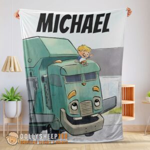 Cartoon Trash Truck Blanket Fleece Customized Blanket