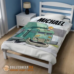 Alternative view of Cartoon Trash Truck Blanket Fleece Customized Blanket