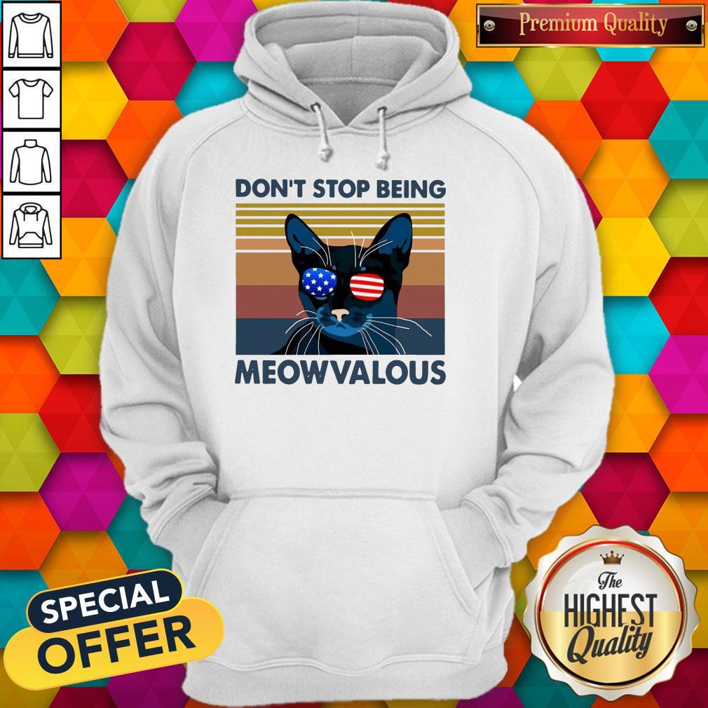 Cat Don’t Stop Being Meowvalous American Flag Vintage Shirt - Image 3
