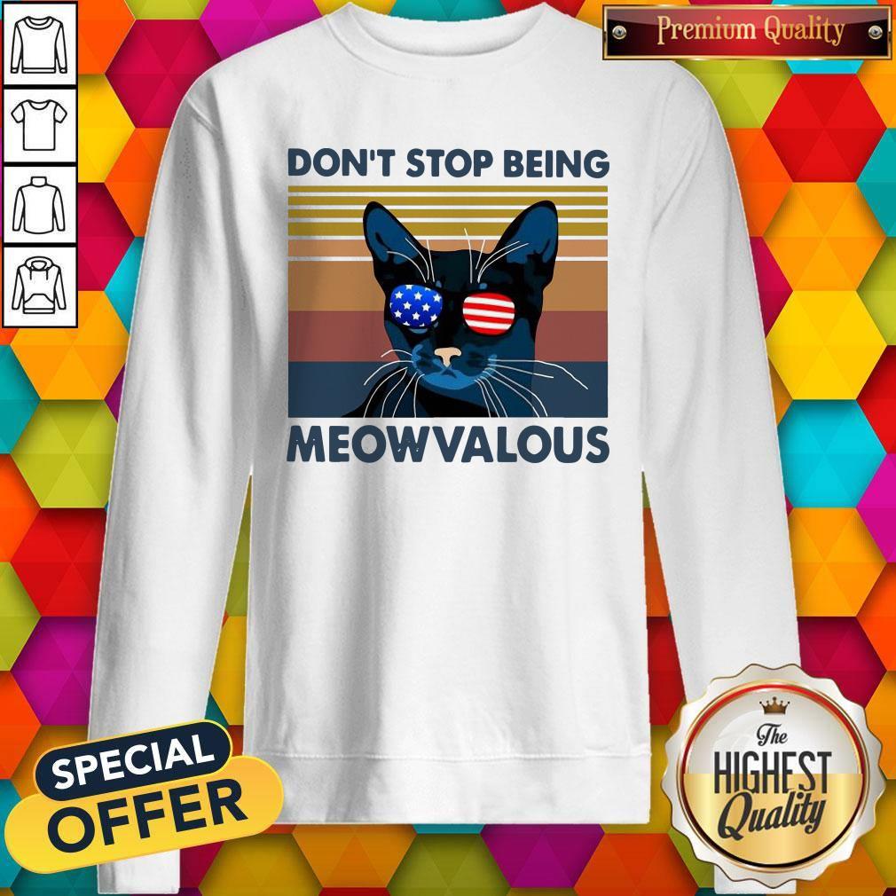 Cat Don’t Stop Being Meowvalous American Flag Vintage Shirt - Image 5