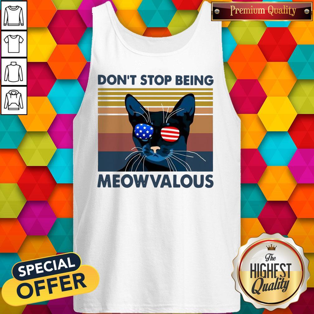 Cat Don’t Stop Being Meowvalous American Flag Vintage Shirt - Image 4