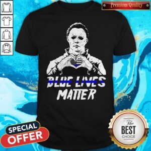 Halloween Michael Myers Blue Lives Matter Heart American Flag Independence Day Shirt
