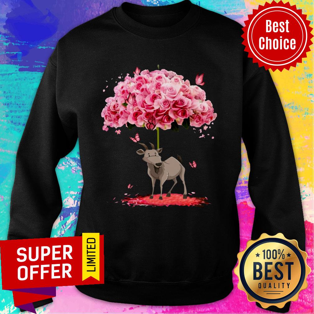Funny Butterfly I Love Goat Rose Shirt - Image 4