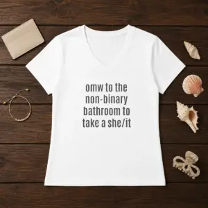Alternative view of Funny Omw To The Non Binary Bathroom Shirt