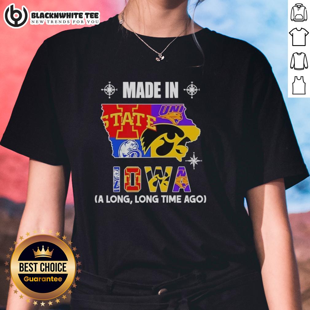 Good Made In Iowa A Long Long Time Ago State Mashup Logo Teams T-Shirt - Image 3