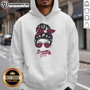Alternative view of Top Atlanta Braves Girl Messy Bun Glasses T-Shirt