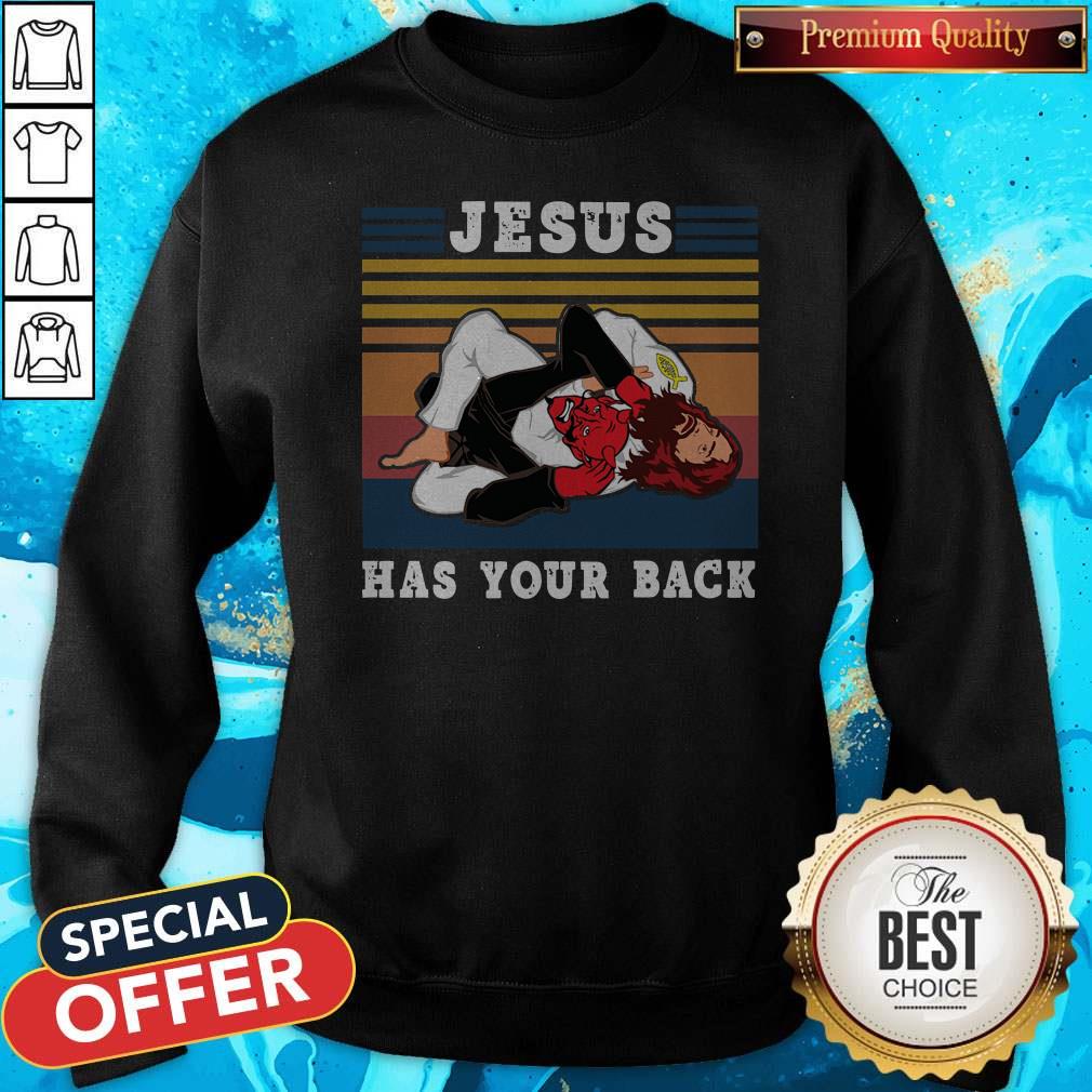 Official Jiu Jitsu Jesus Has Your Back Vintage Shirt - Image 4