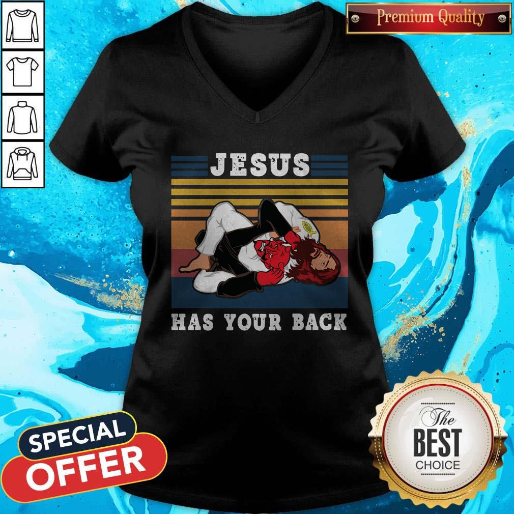 Official Jiu Jitsu Jesus Has Your Back Vintage Shirt - Image 2