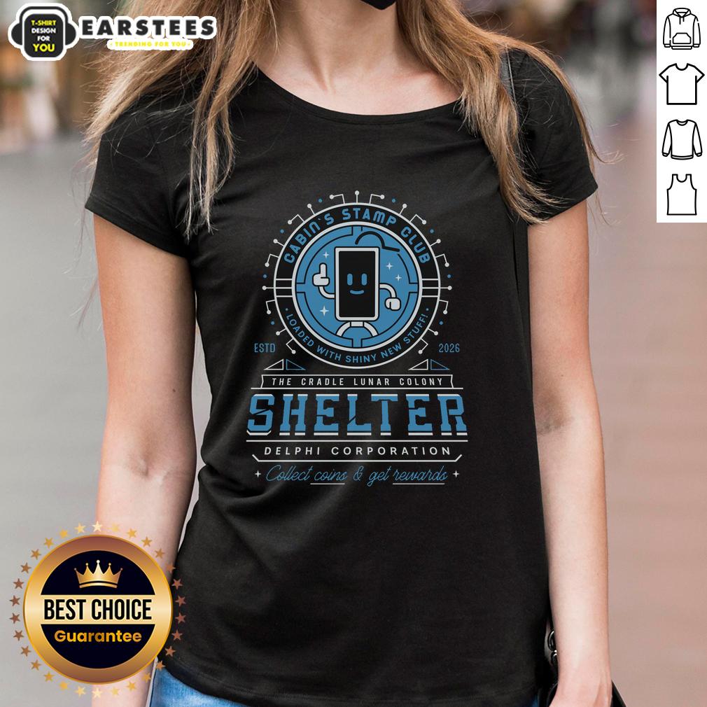 Nice Cabin Coins Stamp Club Emblem T-Shirt - Image 3