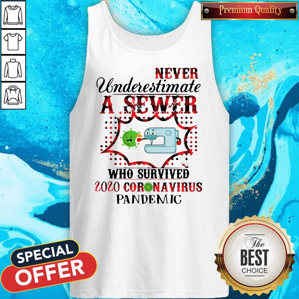 Never Underestimate A Sewer Who Survived 2020 Coronavirus Pandemic Shirt - Image 3