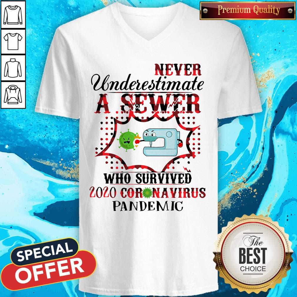 Never Underestimate A Sewer Who Survived 2020 Coronavirus Pandemic Shirt - Image 2