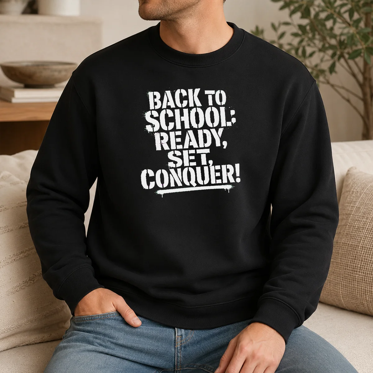 Original Back To School Ready Set Conquer Stencil Shirt - Image 7