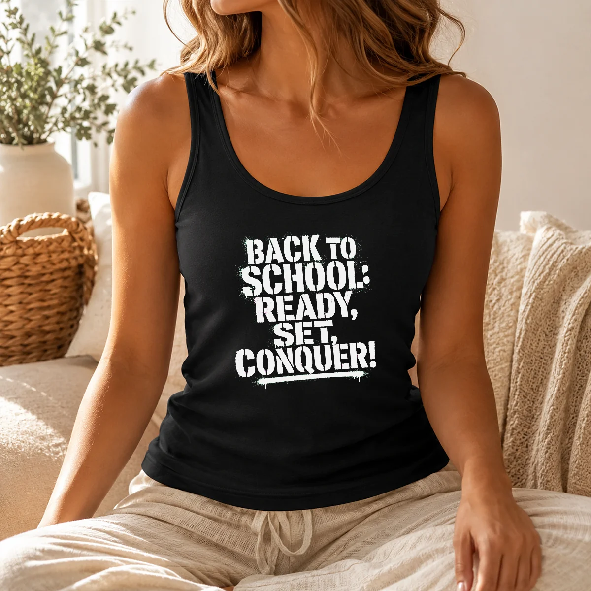 Original Back To School Ready Set Conquer Stencil Shirt - Image 3