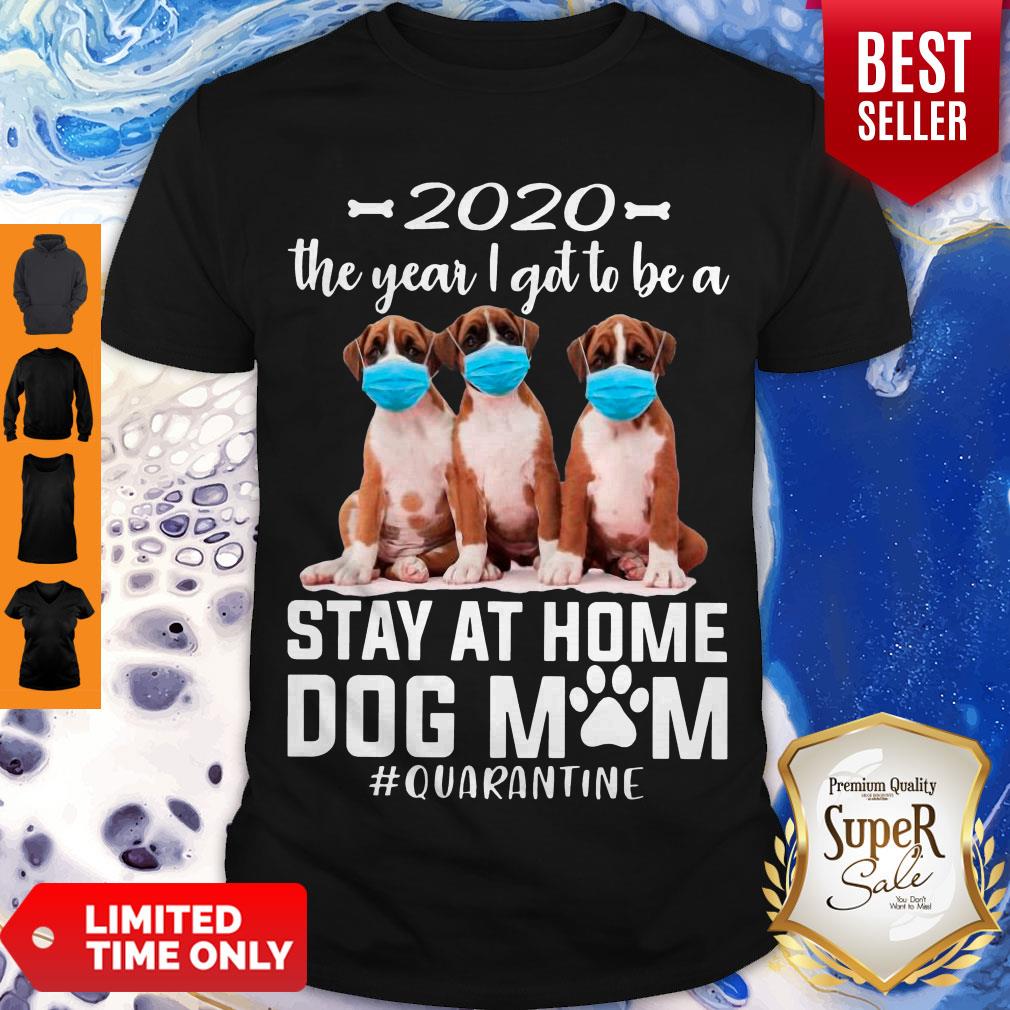 Cute 2020 The Year I Got To Be A Stay At Home Boxer Dog Mom Quarantine Shirt