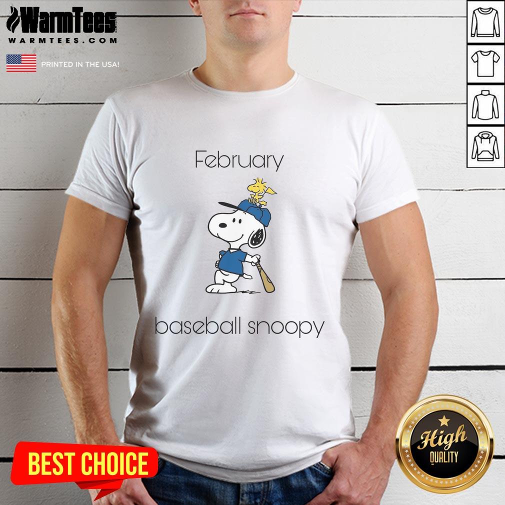 Awesome February Baseball Snoopy Woodstock T-Shirt