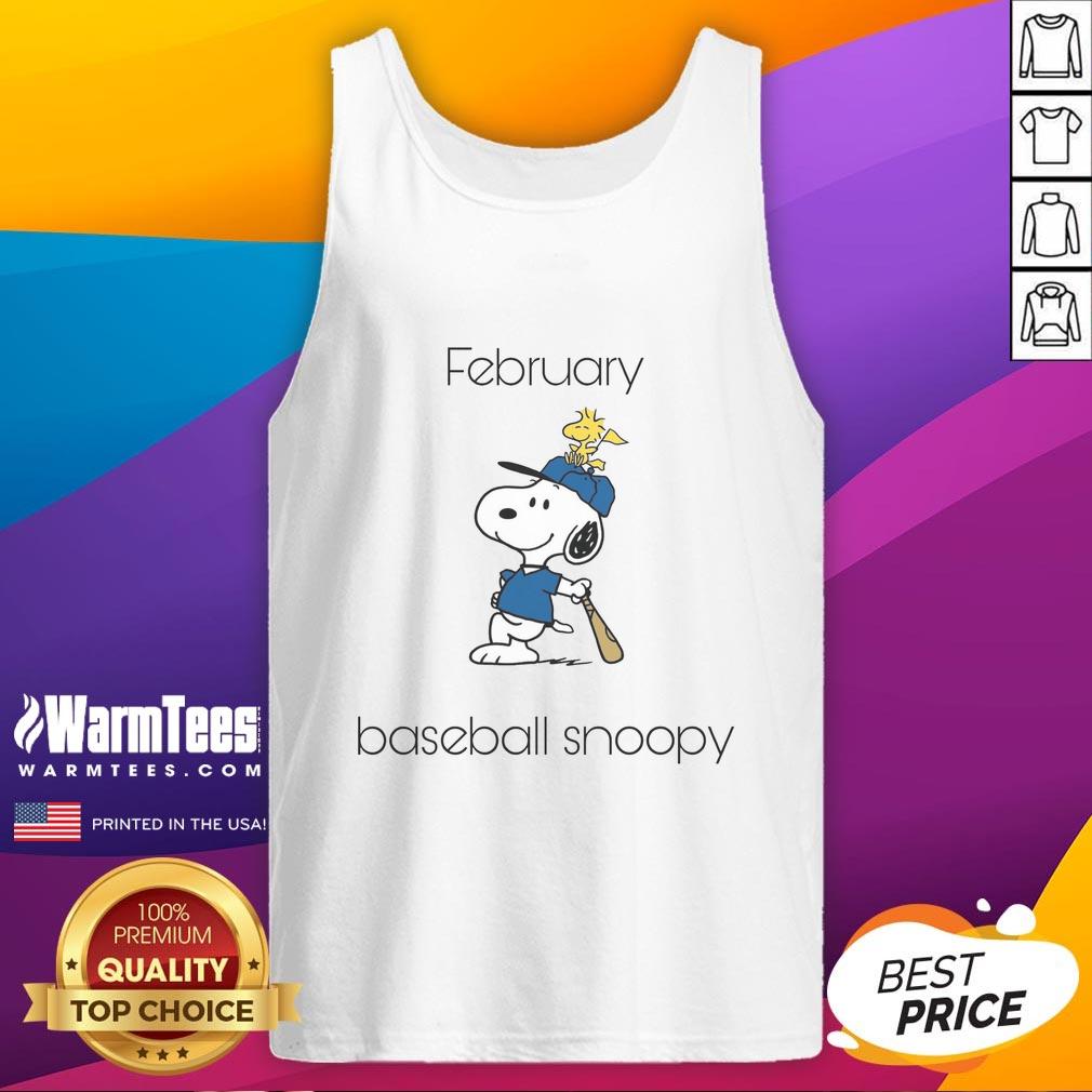 Awesome February Baseball Snoopy Woodstock T-Shirt - Image 4