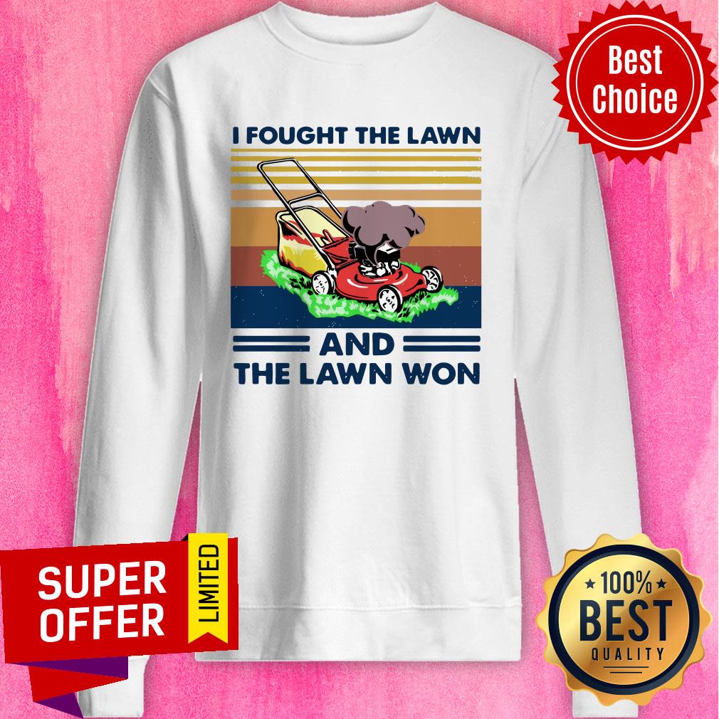 Premium Lawn Mower I Fought The Lawn And The Lawn Won Vintage Shirt - Image 2
