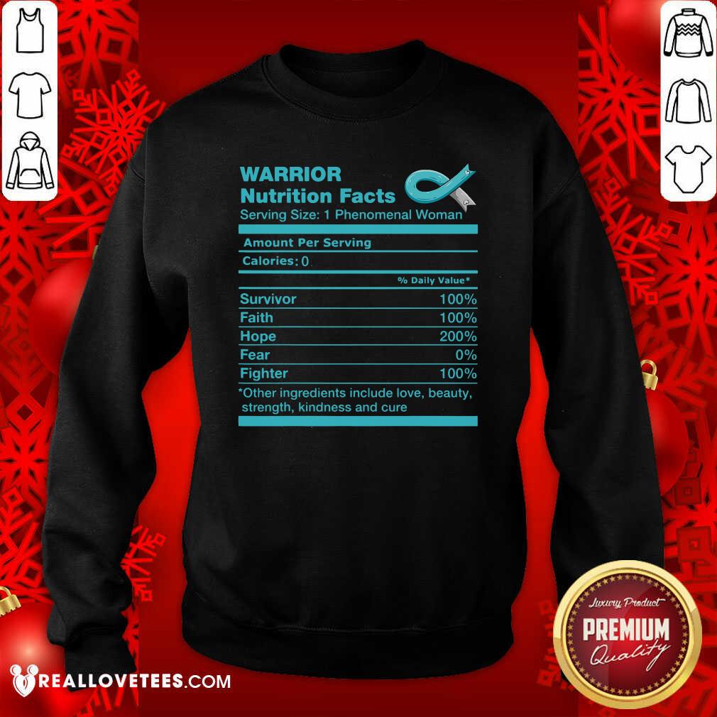 Cute Warrior Cervical Cancer Nutrition Facts Cervical Cancer Awareness Shirt - Image 3