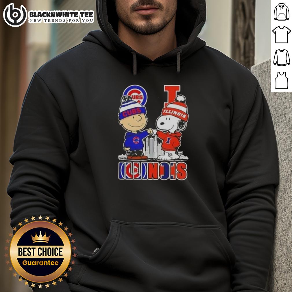 Nice Snoopy And Charlie Brown Chicago Cubs Illinois Skyline T-Shirt - Image 2