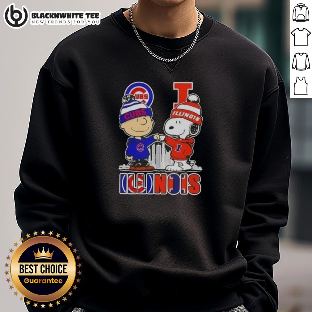 Nice Snoopy And Charlie Brown Chicago Cubs Illinois Skyline T-Shirt - Image 5