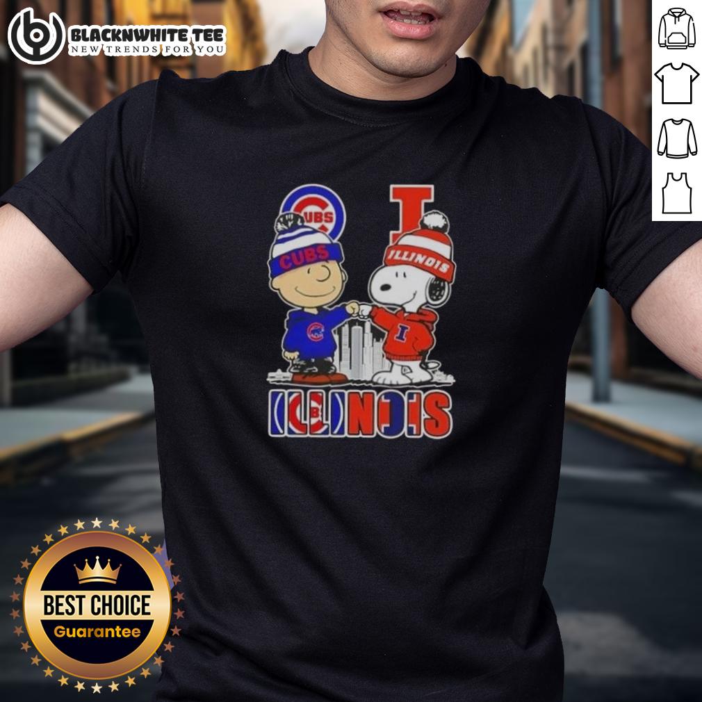 Nice Snoopy And Charlie Brown Chicago Cubs Illinois Skyline T-Shirt