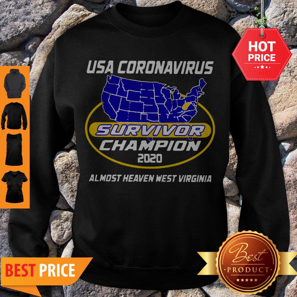 Awesome Map USA Coronavirus Survivor Champion 2020 Almost Heaven West Virginia Shirt - Image 3