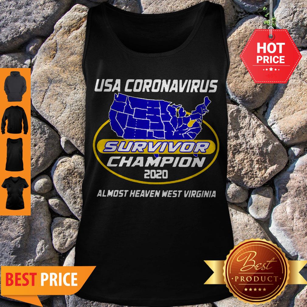 Awesome Map USA Coronavirus Survivor Champion 2020 Almost Heaven West Virginia Shirt - Image 4