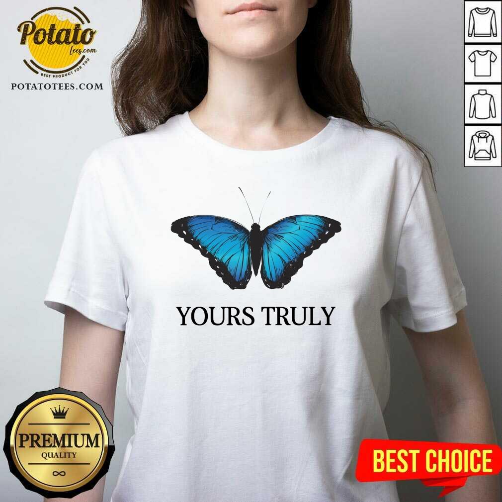 Pretty Phora Merch Yours Truly Blue Butterfly White Shirt - Image 2