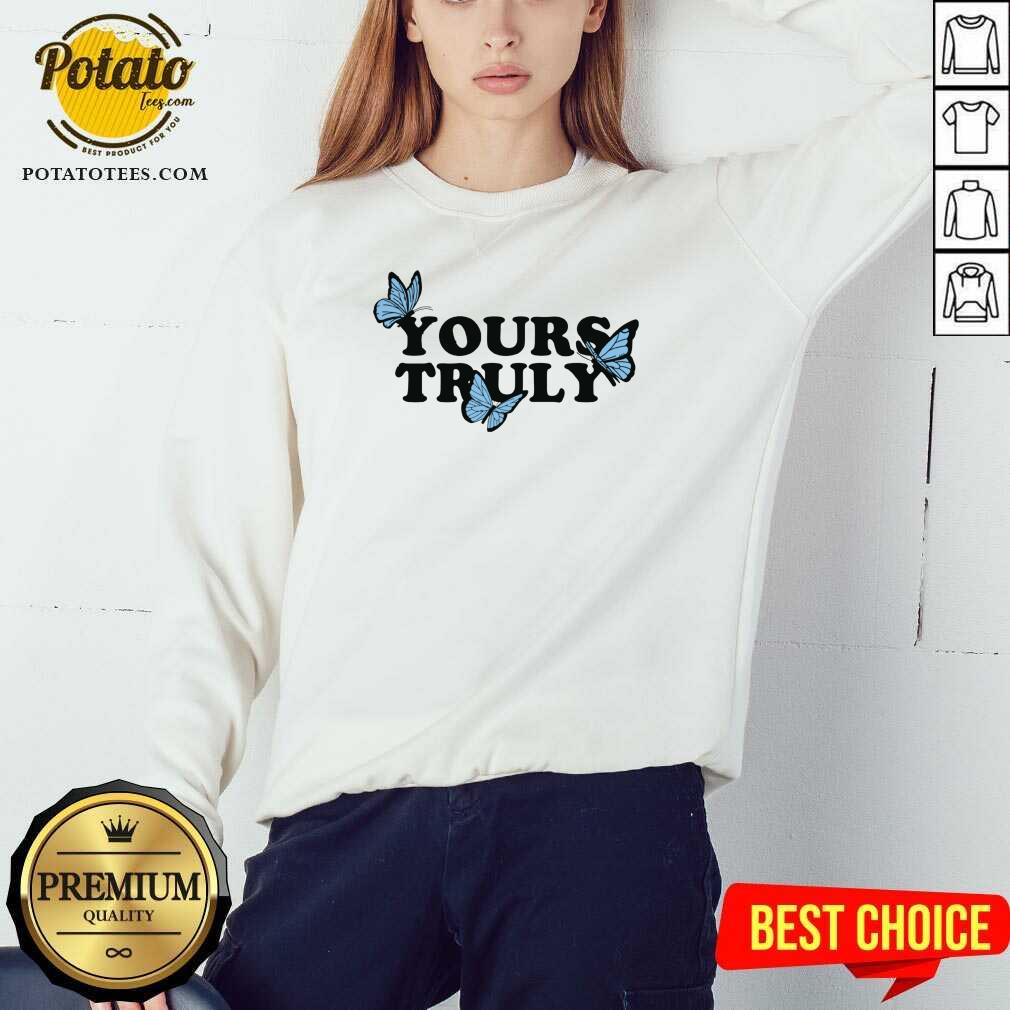 Top Phora Merch Yours Truly Butterflies White Shirt - Image 4