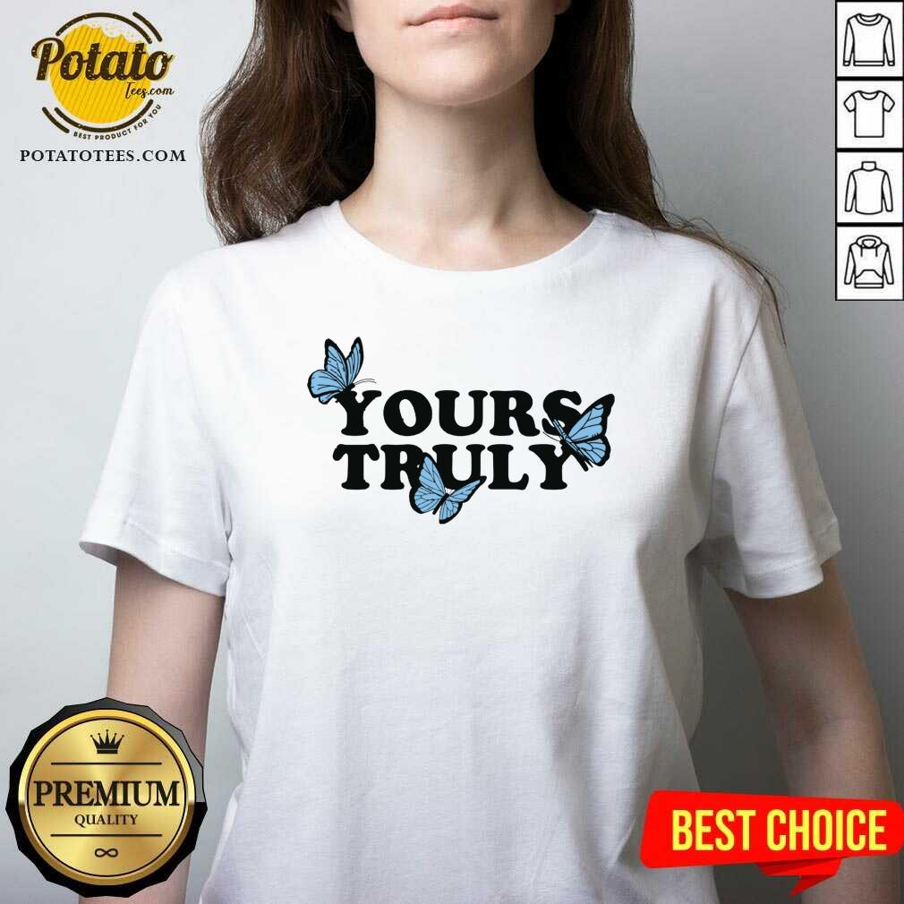 Top Phora Merch Yours Truly Butterflies White Shirt - Image 2