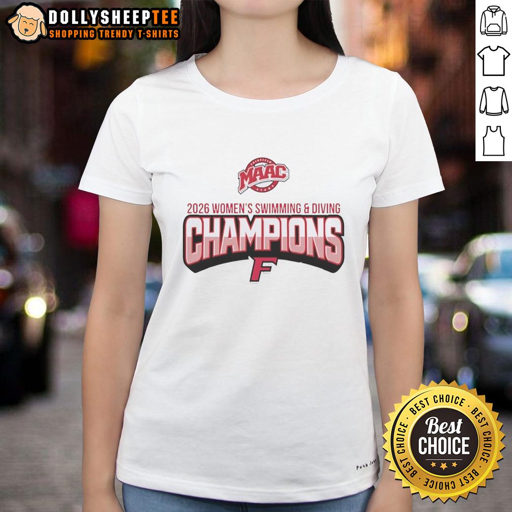 Premium Fairfield University MAAC Women's Swimming And Diving Champions 2026 Logo T-Shirt - Image 3